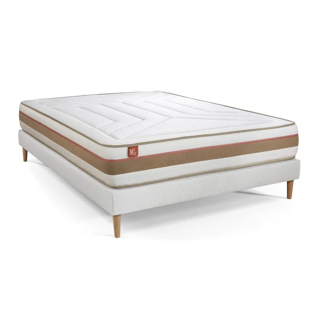 Marmottes & CoEnsemble LE TENDRE Ressorts Memoire de forme 7 zones de confort sommier kit Blanc
