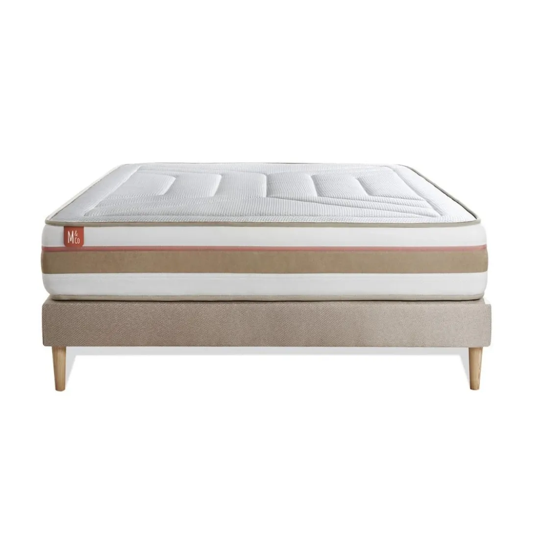 Marmottes & CoEnsemble LE TENDRE Ressorts ensaches Memoire de forme 7 zones de confort sommier Beige