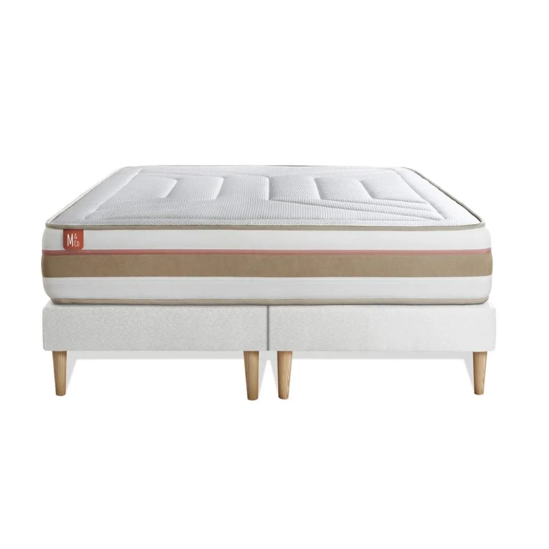 Marmottes & CoEnsemble LE TENDRE Ressorts ensaches Memoire de forme 7 zones de confort double sommiers Blanc