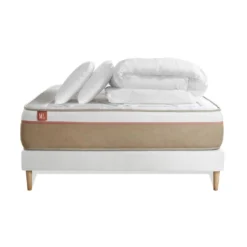 Marmottes & CoPack prêt a dormir matelas LE SOYEUX Ressorts ensaches Memoire de forme BioVisco sommier Blanc