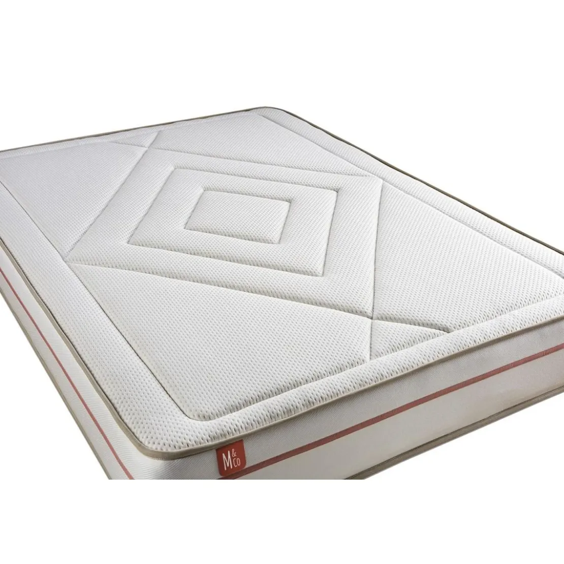 Marmottes & CoPack prêt a dormir matelas LE PAISIBLE Memoire de forme BioVisco sommier kit Blanc 2 oreillers couette