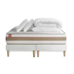 Marmottes & CoPack prêt a dormir matelas LE TENDRE Ressorts ensaches Memoire de forme double sommiers Blanc