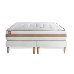 Marmottes & CoPack prêt a dormir matelas LE TENDRE Ressorts ensaches Memoire de forme double sommiers Blanc
