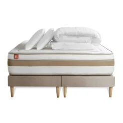 Marmottes & CoPack prêt a dormir matelas LE RAFFINÉ Ressorts ensaches Memoire de forme BioVisco double sommiers Beige