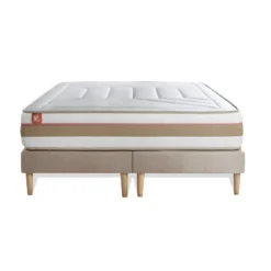 Marmottes & CoPack prêt a dormir matelas LE TENDRE Ressorts ensaches Memoire de forme double sommiers Beige