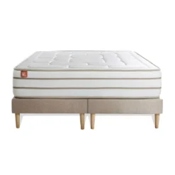 Marmottes & CoPack prêt a dormir matelas LE DOUILLET Memoire de forme BioVisco double sommiers Beige 2 oreillers couette