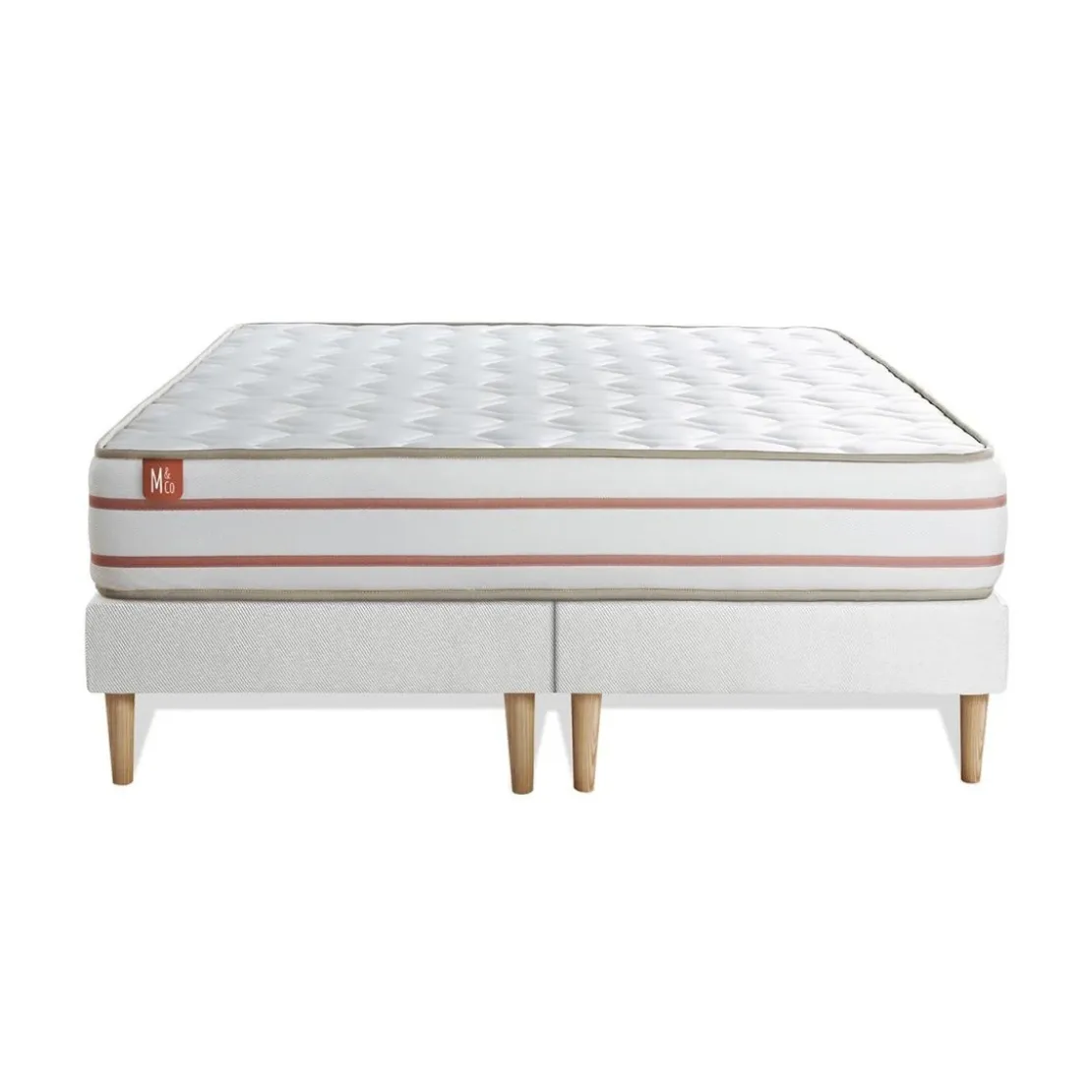 Marmottes & CoPack prêt a dormir matelas LE DOUX Memoire de forme double sommiers Blanc 2 oreillers couette