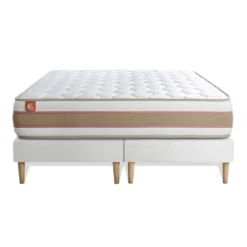 Marmottes & CoPack prêt a dormir matelas LE DÉLICAT Ressorts ensaches et Memoire de forme double sommiers Blanc
