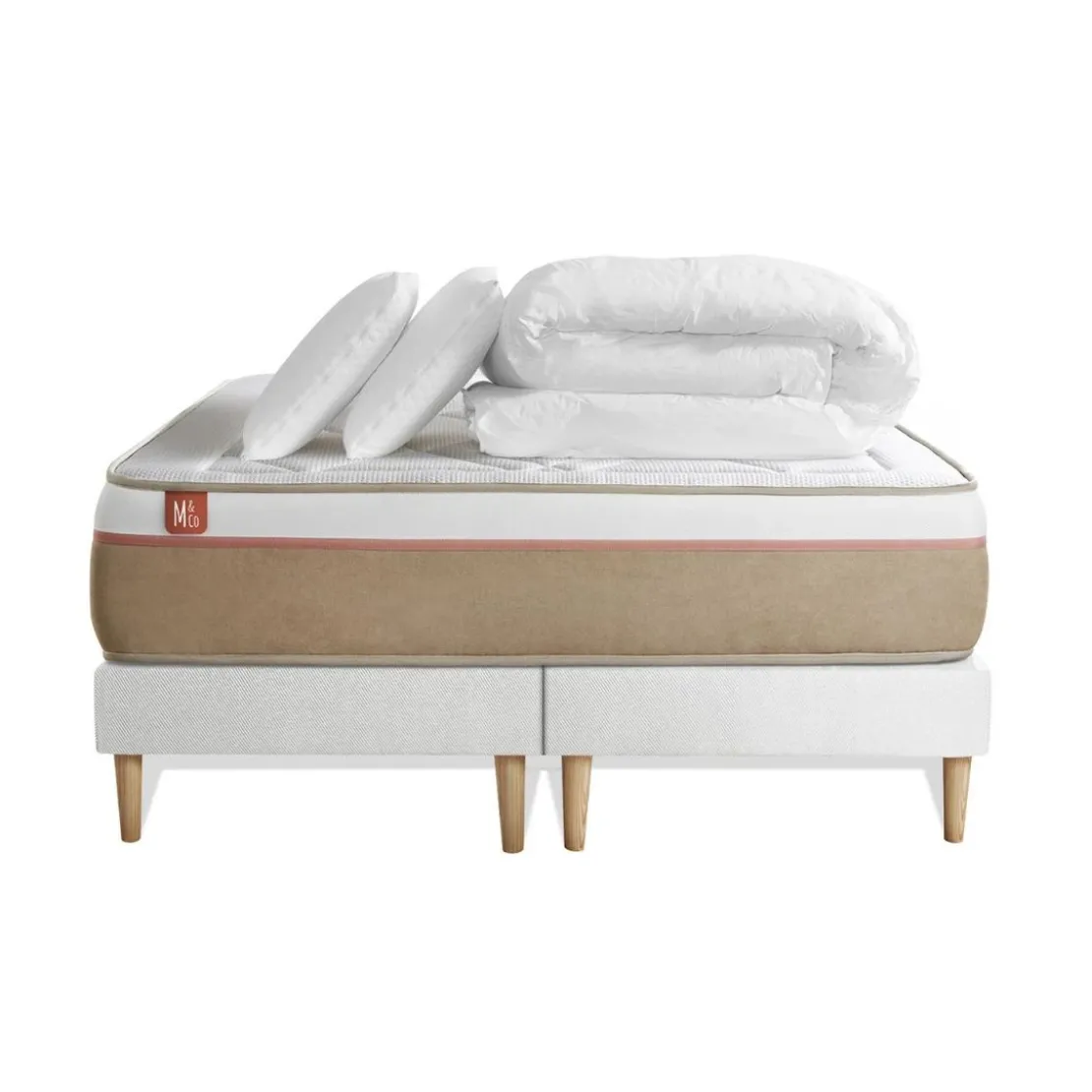 Marmottes & CoPack prêt a dormir matelas LE SOYEUX Ressorts ensaches Memoire de forme BioVisco double sommiers Blanc