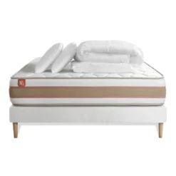 Marmottes & CoPack prêt a dormir matelas LE DÉLICAT Ressorts ensaches Memoire de forme et sommier kit Blanc