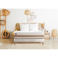 Marmottes & CoPack prêt a dormir matelas LE DÉLICAT Ressorts ensaches Memoire de forme et sommier kit Blanc
