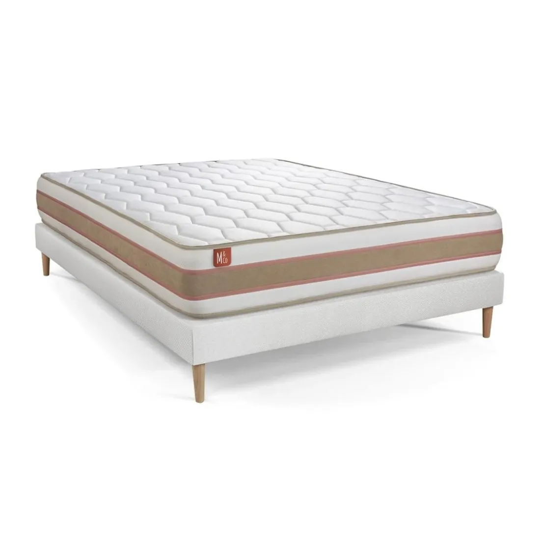 Marmottes & CoPack prêt a dormir matelas LE DÉLICAT Ressorts ensaches Memoire de forme et sommier kit Blanc