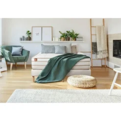 Marmottes & CoPack prêt a dormir matelas LE DOUILLET Memoire de forme BioVisco double sommiers Blanc 2 oreillers couette
