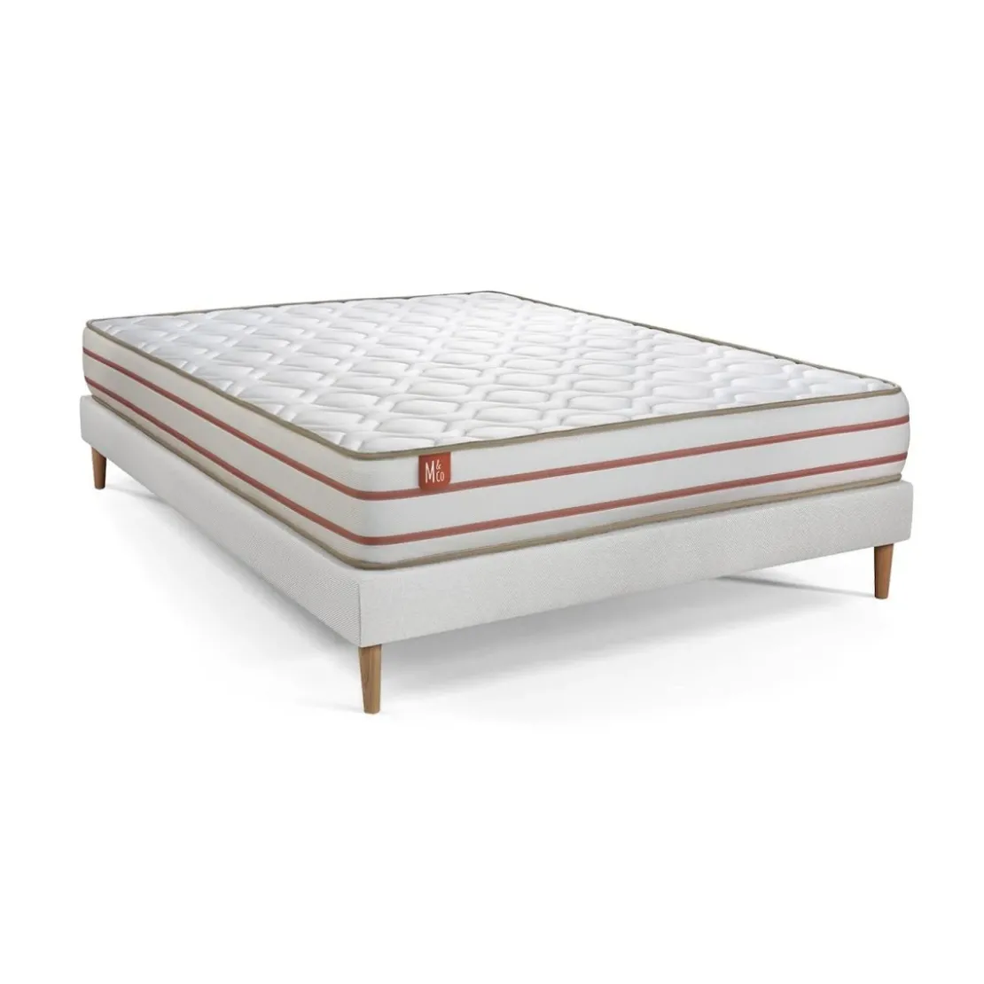Marmottes & CoPack prêt a dormir matelas LE DOUX Memoire de formesommier kit Blanc 2 oreillers couette