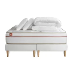 Marmottes & CoPack prêt a dormir matelas LE PAISIBLE Memoire de forme BioVisco double sommiers Blanc2 oreillerscouette