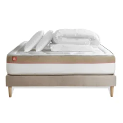 Marmottes & CoPack prêt a dormir matelas LE COSY Memoire de formesommier Beige 2 oreillers,couette