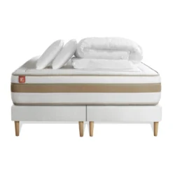 Marmottes & CoPack prêt a dormir matelas LE RAFFINÉ Ressorts ensaches Memoire de forme BioVisco double sommiers Blanc