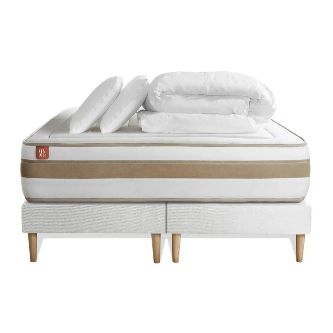 Marmottes & CoPack prêt a dormir matelas LE RAFFINÉ Ressorts ensaches Memoire de forme BioVisco double sommiers Blanc