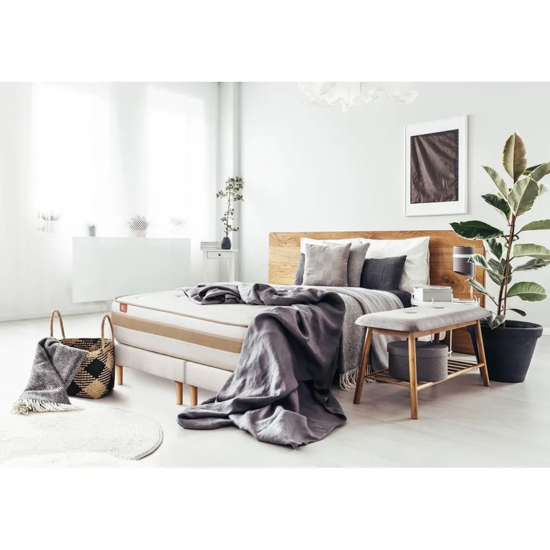 Marmottes & CoPack prêt a dormir matelas LE RAFFINÉ Ressorts ensaches Memoire de forme BioVisco double sommiers Blanc