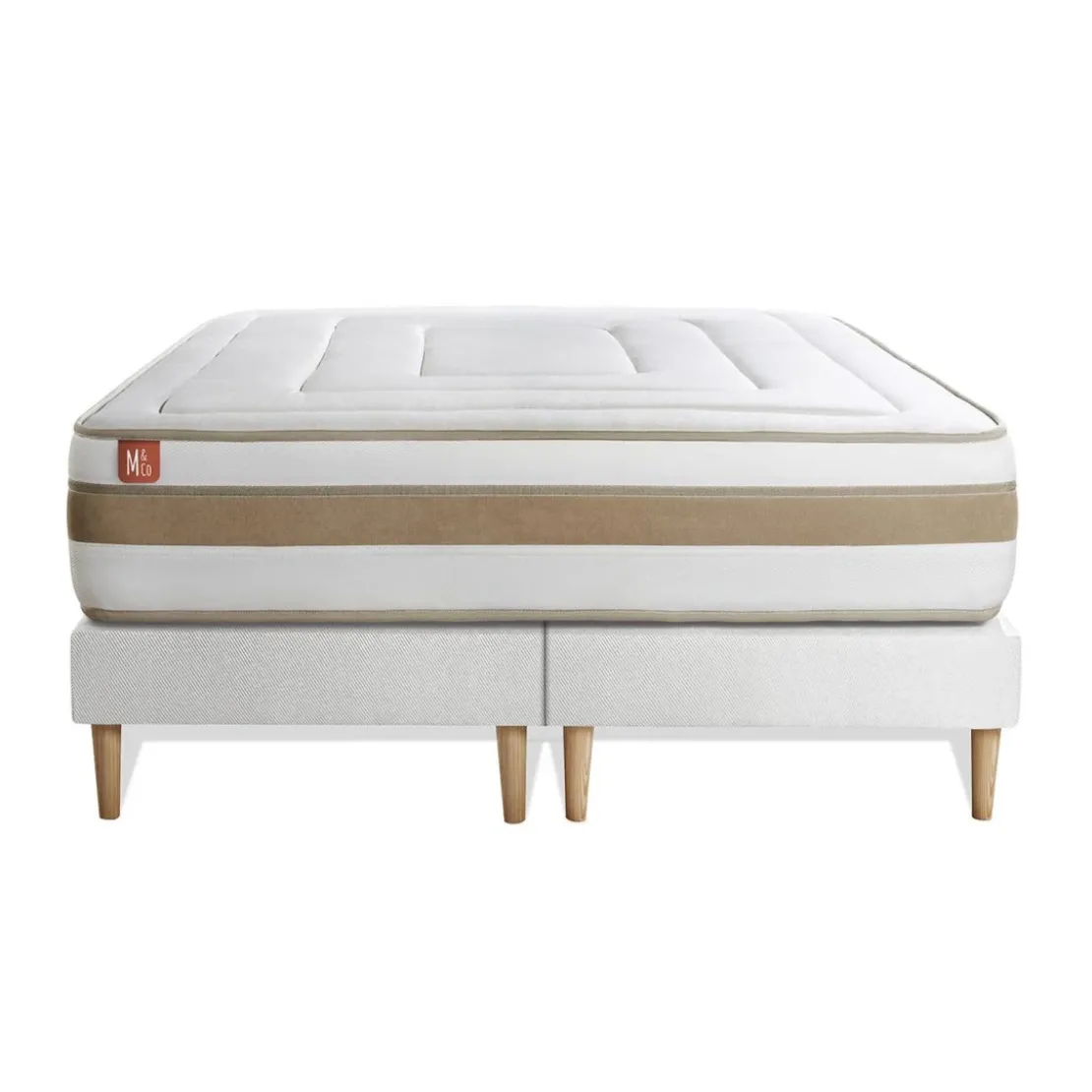 Marmottes & CoPack prêt a dormir matelas LE RAFFINÉ Ressorts ensaches Memoire de forme BioVisco double sommiers Blanc