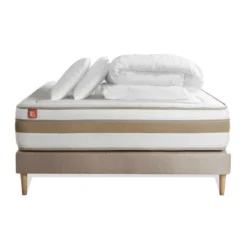 Marmottes & CoPack prêt a dormir matelas LE RAFFINÉ Ressorts ensaches Memoire de forme BioVisco sommier Beige