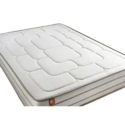 Marmottes & CoPack prêt a dormir matelas LE DOUILLET Memoire de forme BioVisco sommier kit Blanc 2 oreillers couette