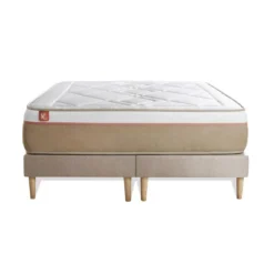 Marmottes & CoPack prêt a dormir matelas LE SOYEUX Ressorts ensaches Memoire de forme BioVisco double sommiers Beige