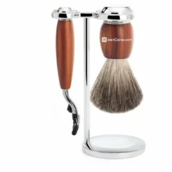 Mencorner.ComSet de Rasage Bois de Prunier Rasoir Mach3 - 3 pièces-Mencorner
