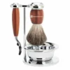 Mencorner.ComSet de Rasage Bois de Prunier 4 Pièces - Rasoir Mach 3-Mencorner
