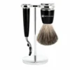 Mencorner.ComSet de Rasage 3 pièces Noir Mach3 et Blaireau - Pure badger-Mencorner