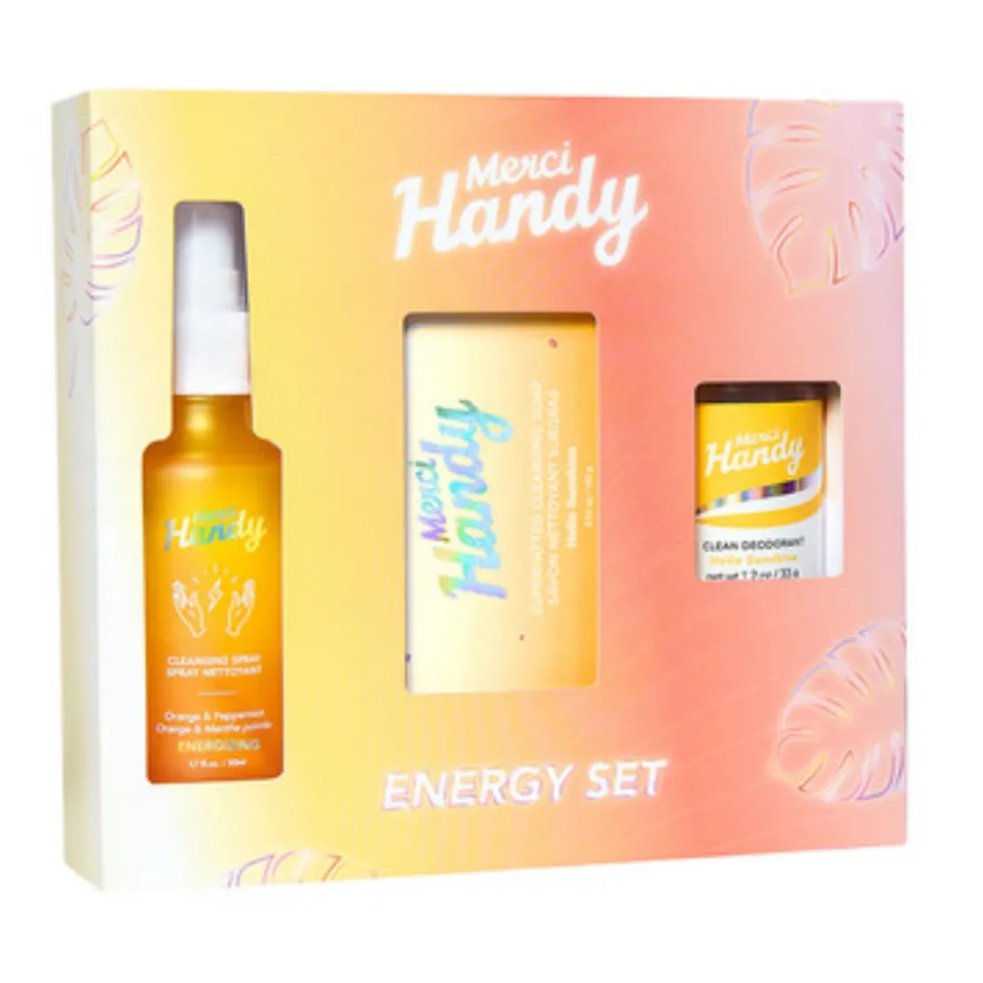 Merci HandyKit Énergisant pour le Corps - Spray Nettoyant Main + Savon Exfoliant Doux + Déodorant50ml