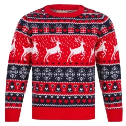 Merry ChristmasPull Fille Noel SNOW REINDEER rouge