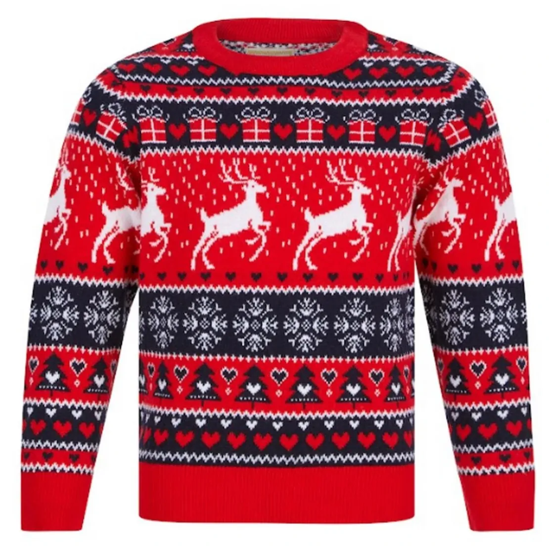 Merry ChristmasPull Fille Noel SNOW REINDEER rouge