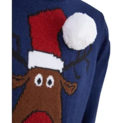 Merry ChristmasPull Garçon Noel REINDEER bleu marine