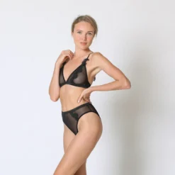 Midnight LingerieTriangle bi-maière dentelle Noir Midnight Lingerie en nylon