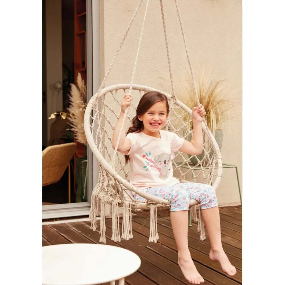 Mon P'tit DodoCombinaison pyjama fille nude/blanc en coton