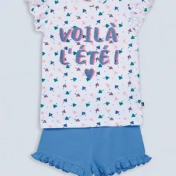 Mon P'tit DodoEnsemble Pyjama short haut imprimé et bas uni blanc