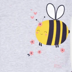 Mon P'tit DodoEnsemble Pyjama filette haut uni avant imprimé devant et short imprimé gris chiné