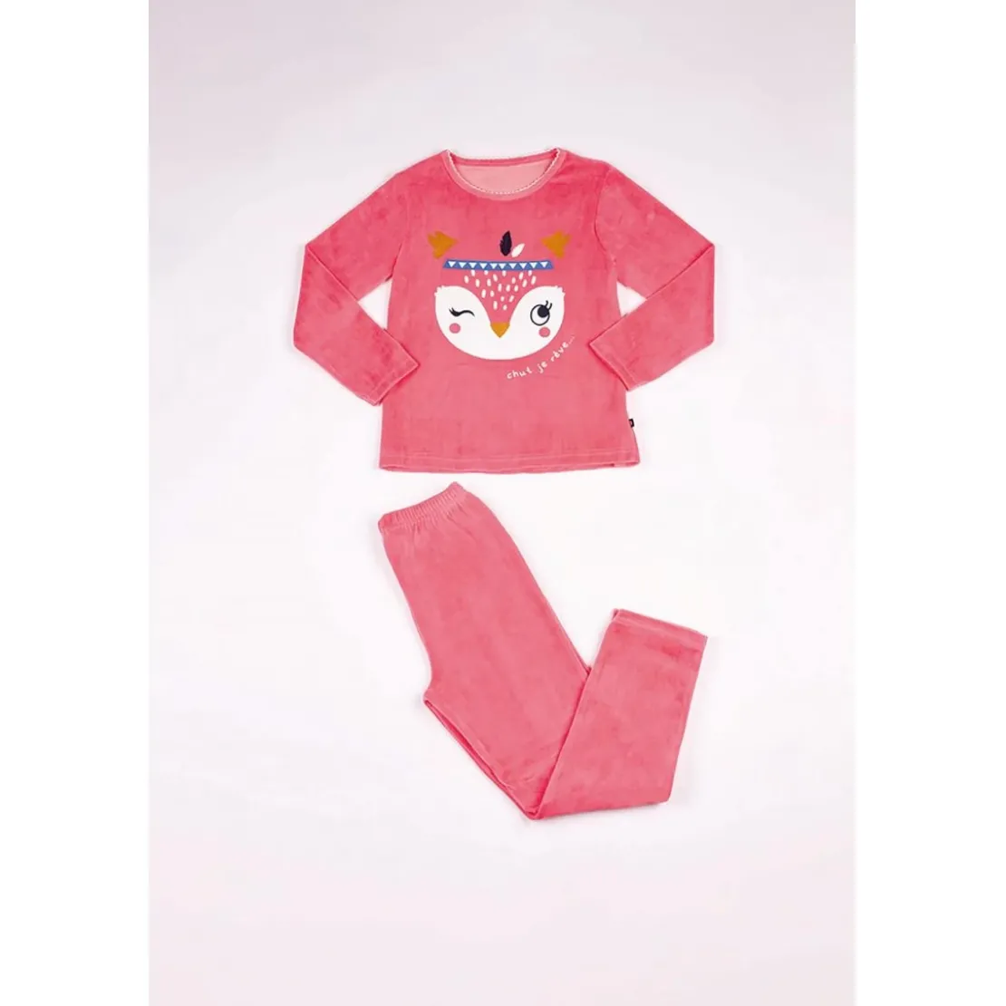 Mon P'tit DodoPyjama fille - Corail Imprimé / Corail Uni