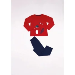 Mon P'tit DodoPyjama Garçon en Coton - rouge Imprimé / Bleu Marine rose poudre