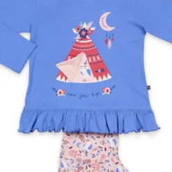 Mon P'tit DodoPyjama Long fille en Coton - Bleu Imprimé / Nude Imprimé - mon joli tipi
