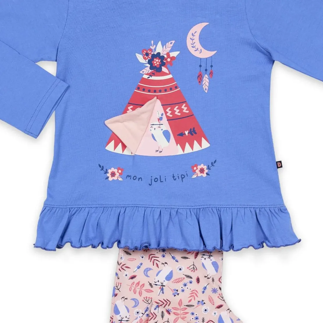 Mon P'tit DodoPyjama Long fille en Coton - Bleu Imprimé / Nude Imprimé - mon joli tipi