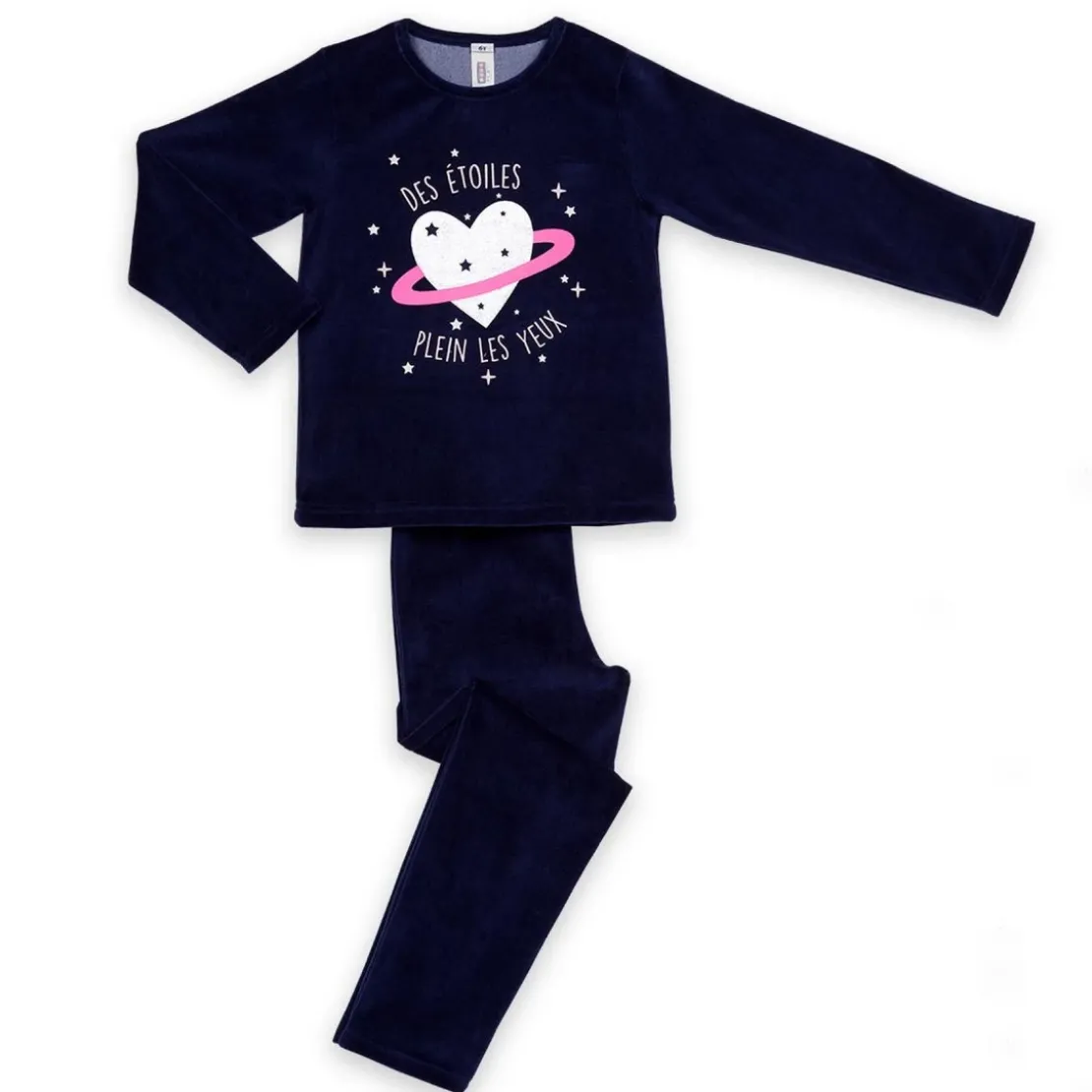 Mon P'tit DodoPyjama Long fille - Bleu Marine à Motifs Colorés - Étoiles