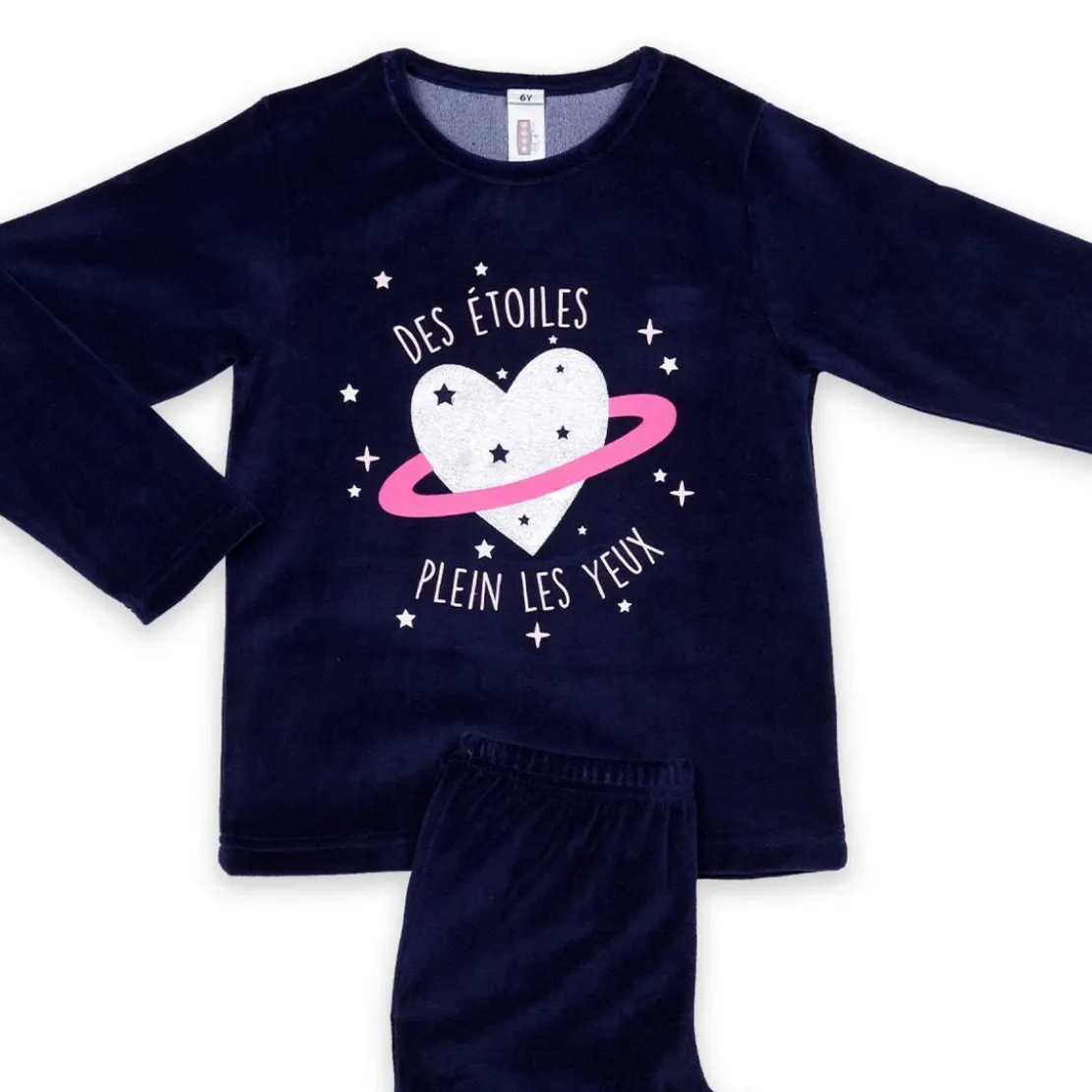 Mon P'tit DodoPyjama Long fille - Bleu Marine à Motifs Colorés - Étoiles