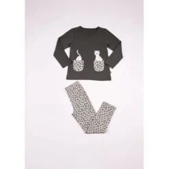 Mon P'tit DodoPyjama Long fille en Coton - Gris à Motifs Animaliers