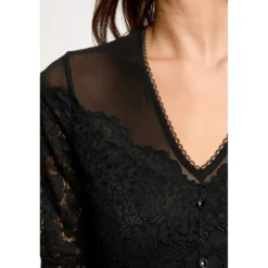 MorganBody manches courtes dentelle noir en viscose