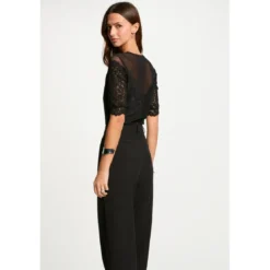 MorganBody manches courtes dentelle noir en viscose