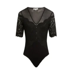 MorganBody manches courtes dentelle noir en viscose