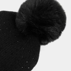 MorganBonnet femme noir avec pomponen viscose