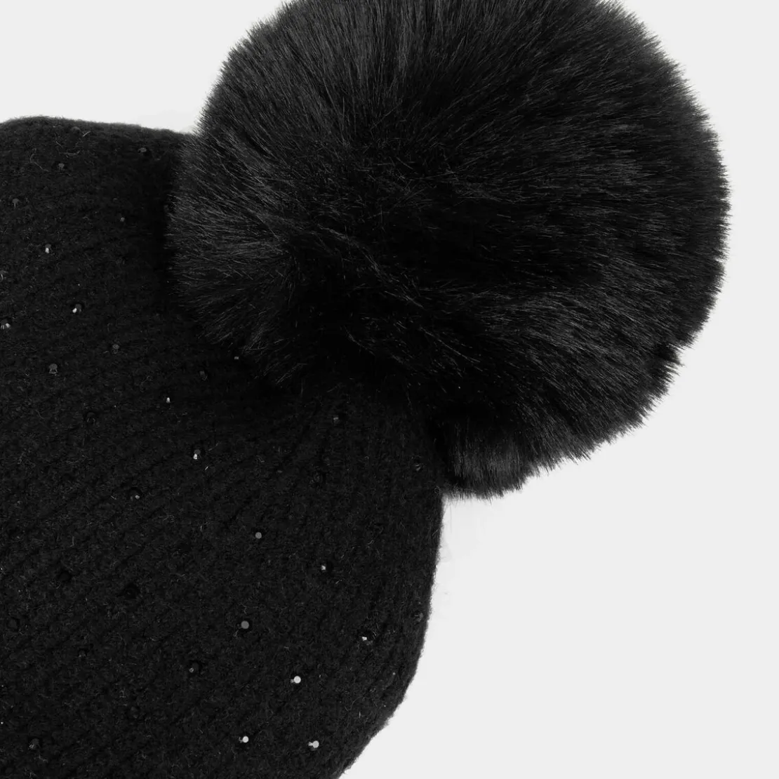 MorganBonnet femme noir avec pomponen viscose